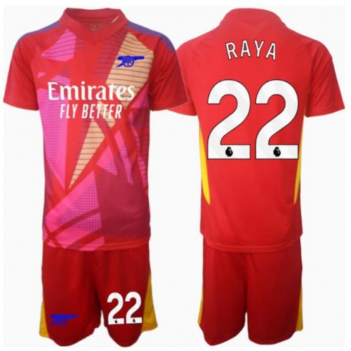 Fotballdrakt Barn Arsenal David Raya #22 Keeper Bortedraktsett 2024-25 Kortermet (+ Korte bukser)